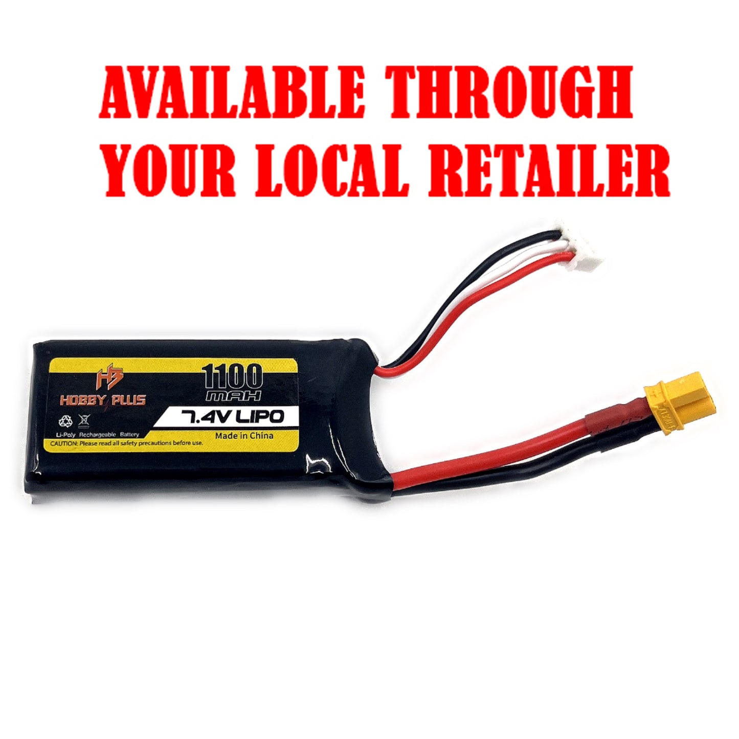 7.4v 1100MAH Lipo w/Xt30 Power Battery Plug