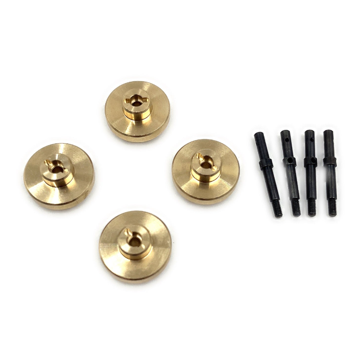 HD Brass Hexes with +10mm Axles and 1.5mm Pins, 4pcs