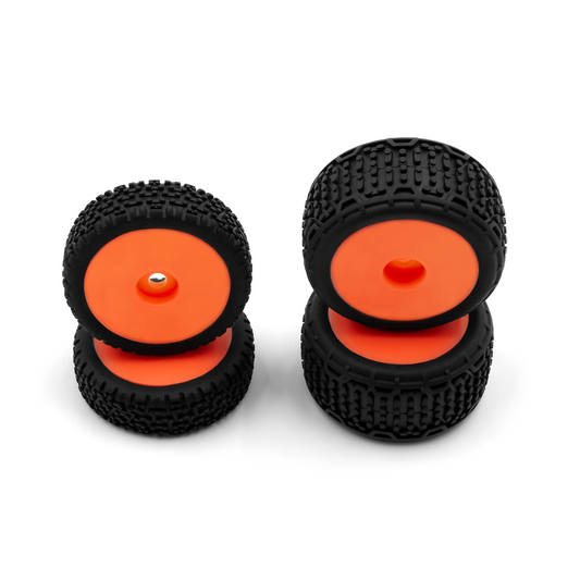 Front / Rear Tire Set, Orange Wheels, Speck B